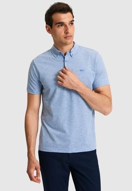 Erkek Regular Fit Polo Yaka Mavi Tişört - 50322532007