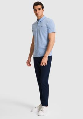 Erkek Regular Fit Polo Yaka Mavi Tişört - 50322532007