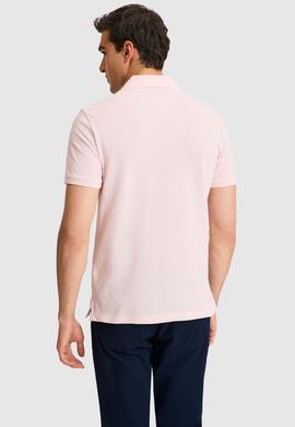 Erkek Slim Fit Polo Yaka Açık Pembe Basic Tişört - 50324998047