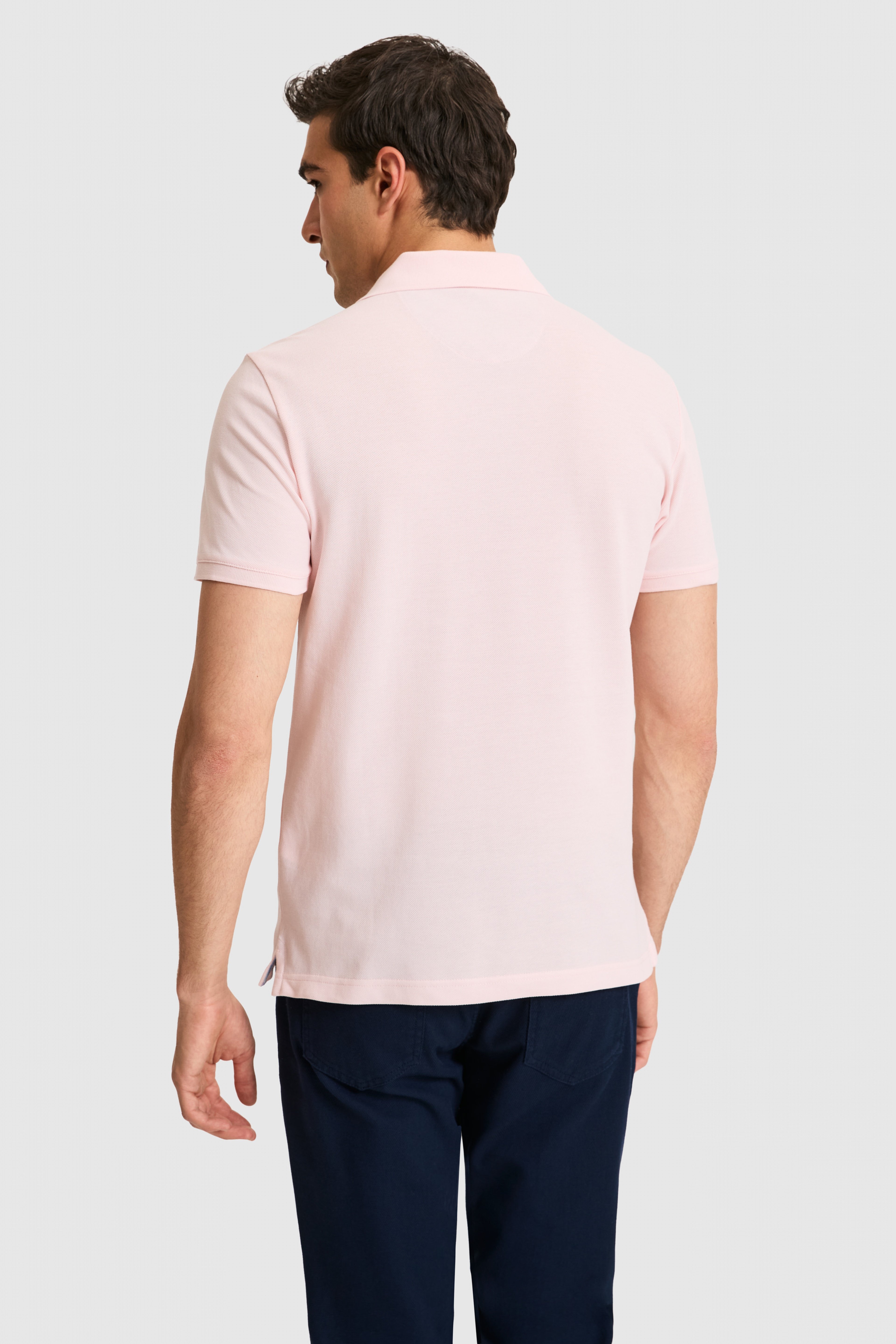 Erkek Slim Fit Polo Yaka Açık Pembe Basic Tişört - Image 5