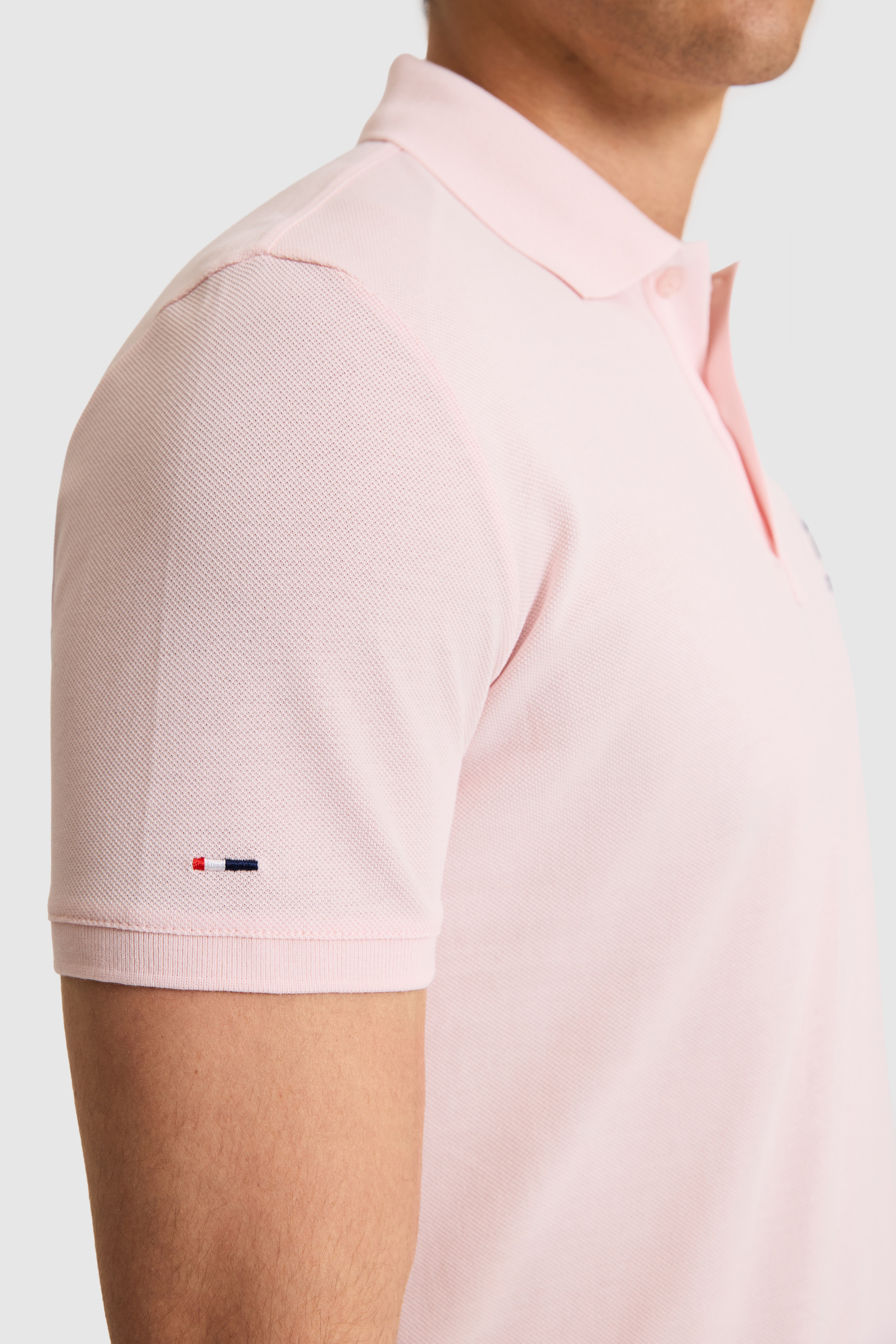 Erkek Slim Fit Polo Yaka Açık Pembe Basic Tişört - Image 6