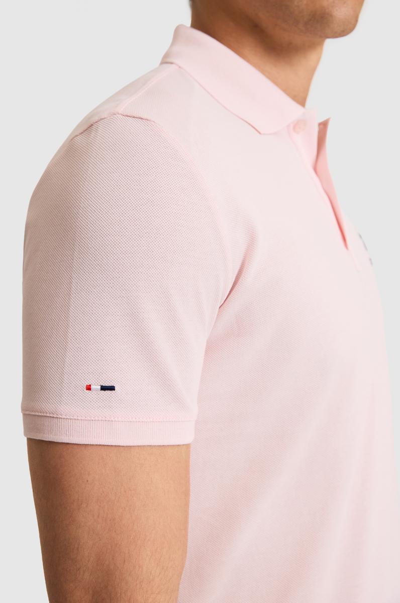 Erkek Slim Fit Polo Yaka Açık Pembe Basic Tişört