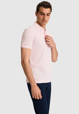 Erkek Slim Fit Polo Yaka Açık Pembe Basic Tişört - 50324998047