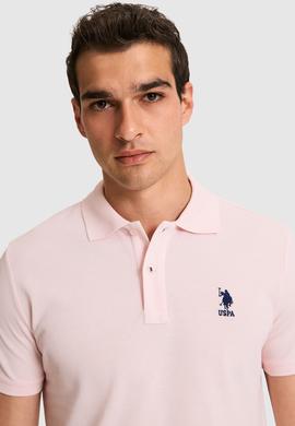 Erkek Slim Fit Polo Yaka Açık Pembe Basic Tişört - 50324998047