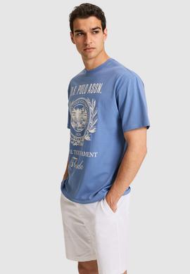 Erkek Comfort Fit Bisiklet Yaka İndigo Tişört - 50325888001