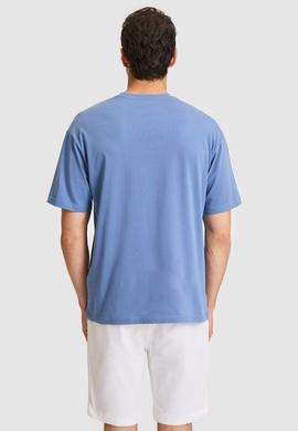 Erkek Comfort Fit Bisiklet Yaka İndigo Tişört - 50325888001