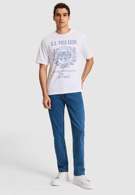 Erkek Comfort Fit Bisiklet Yaka Beyaz Tişört - 50325888017