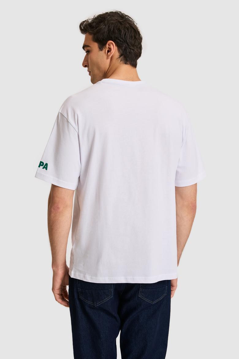 Erkek Comfort Fit Bisiklet Yaka Beyaz Tişört - 50326030008