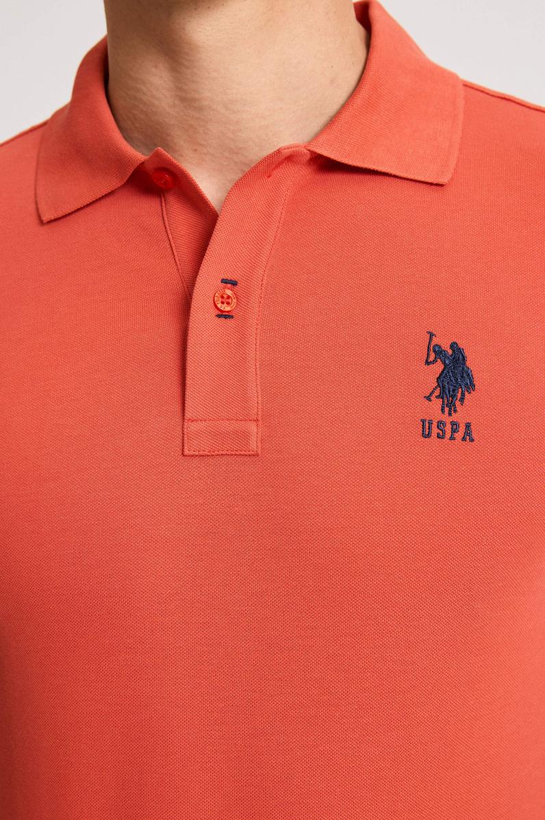 Erkek Slim Fit Polo Yaka Kiremit Basic Tişört