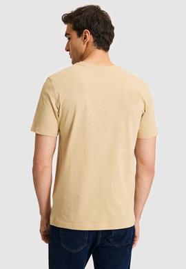 Erkek Regular Fit V Yaka Bej Basic Tişört - 50326944001