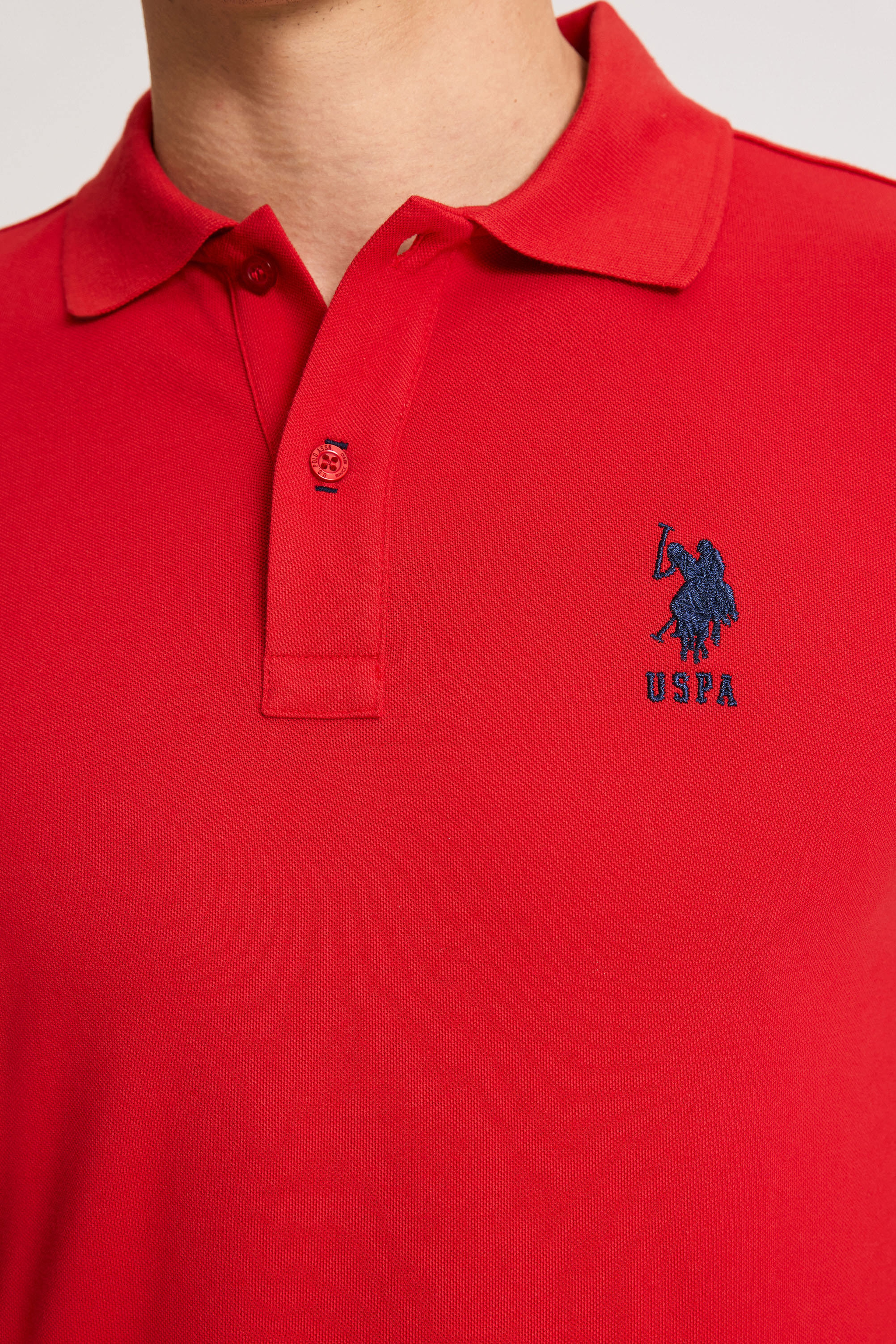 Erkek Slim Fit Polo Yaka Kırmızı Basic Tişört