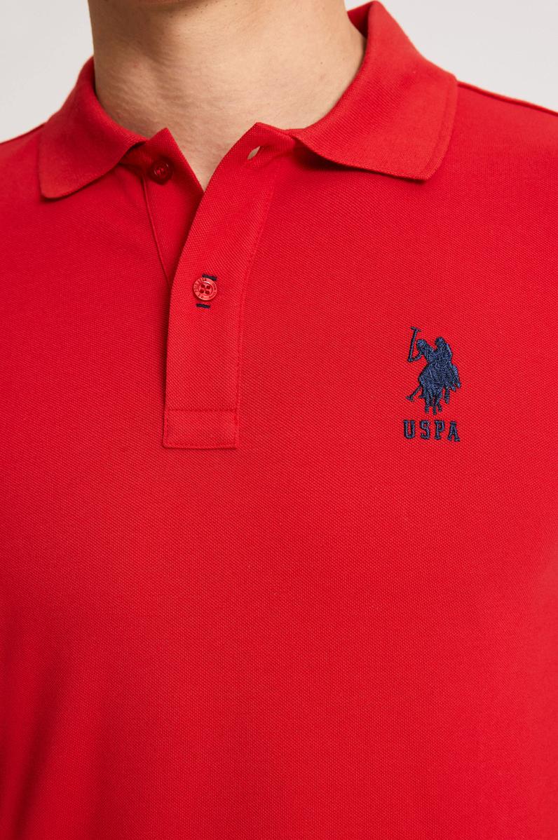 Erkek Slim Fit Polo Yaka Kırmızı Basic Tişört