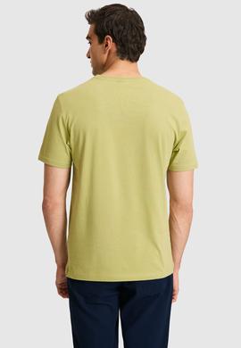 Erkek Regular Fit V Yaka Yeşil Basic Tişört - 50326944023