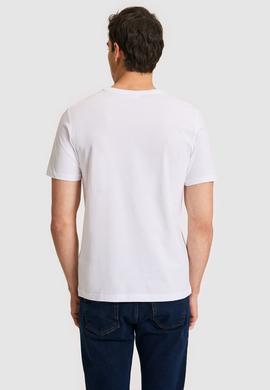 Erkek Regular Fit V Yaka Beyaz Basic Tişört - 50326944022
