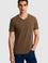 Erkek Regular Fit V Yaka Kahverengi Basic Tişört
