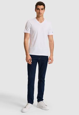 Erkek Regular Fit V Yaka Beyaz Basic Tişört - 50326944022