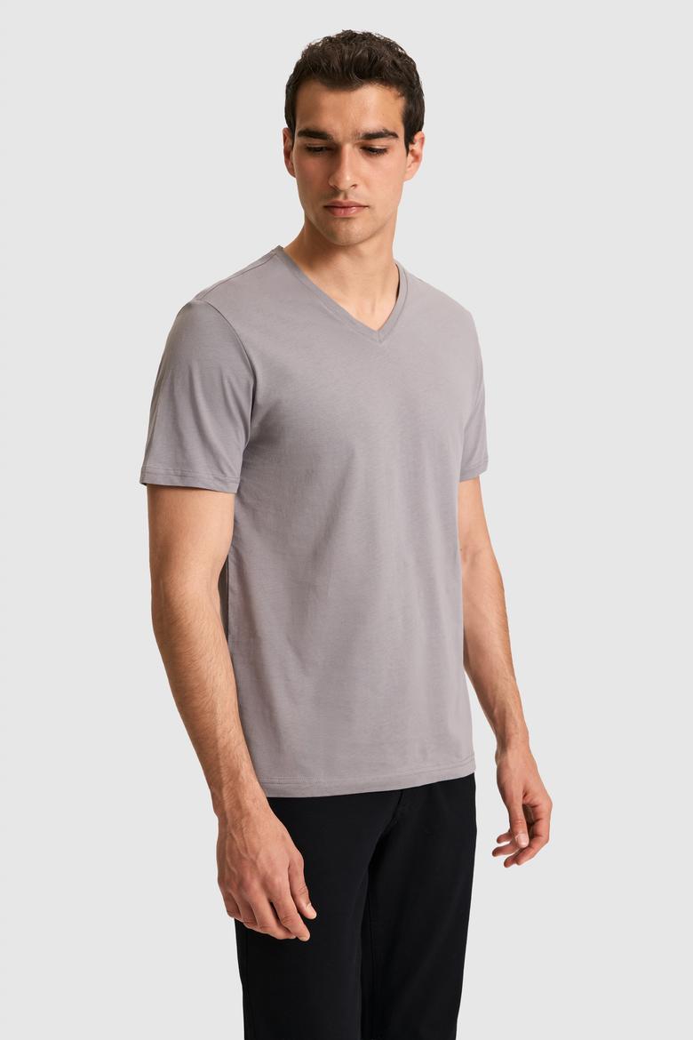 Erkek Gri Basic Tişört - 50326944044
