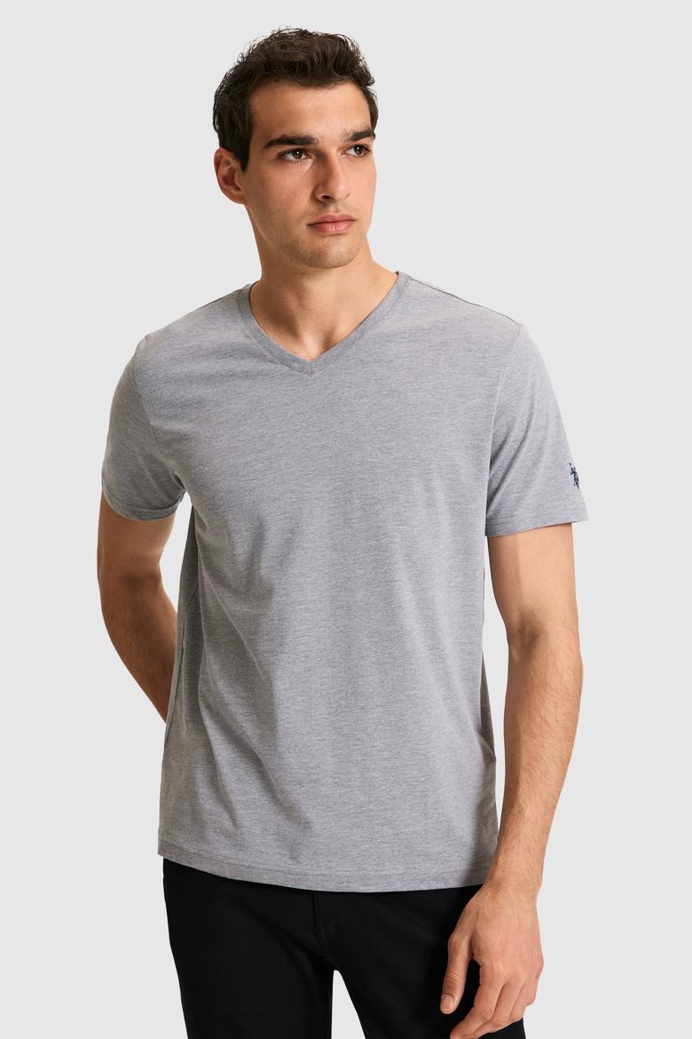 Erkek Gri Melanj Basic Tişört - 50326944095