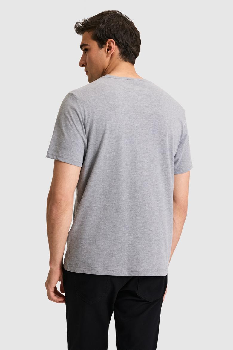 Erkek Gri Melanj Basic Tişört - 50326944095