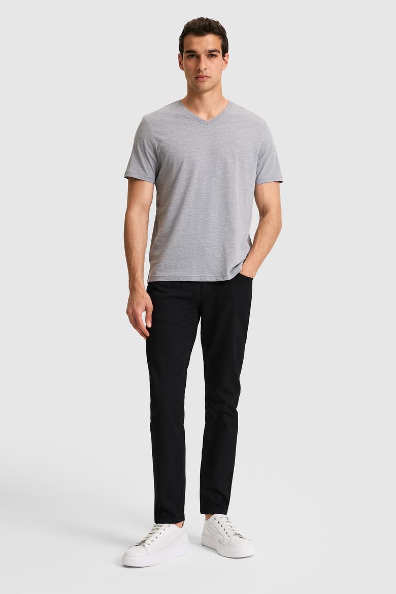 Erkek Gri Melanj Basic Tişört - 50326944095