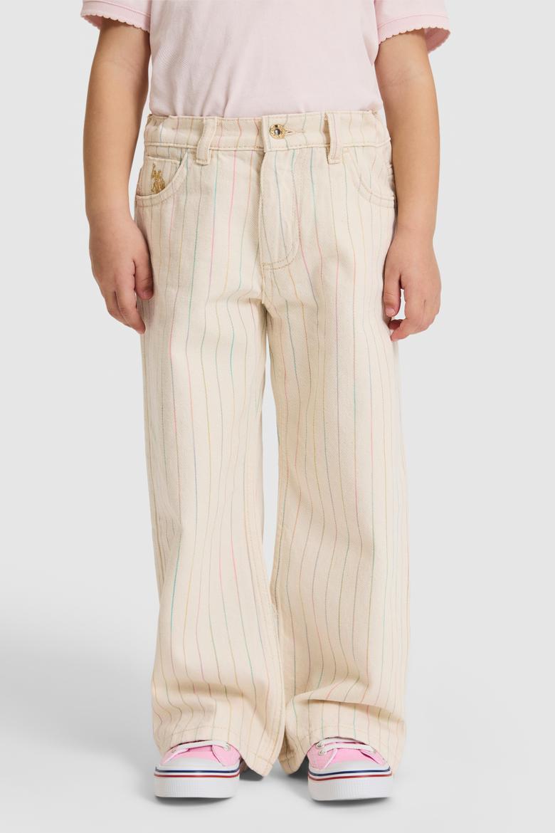 Kız Çocuk Ekru Jean Pantolon - 50321527009