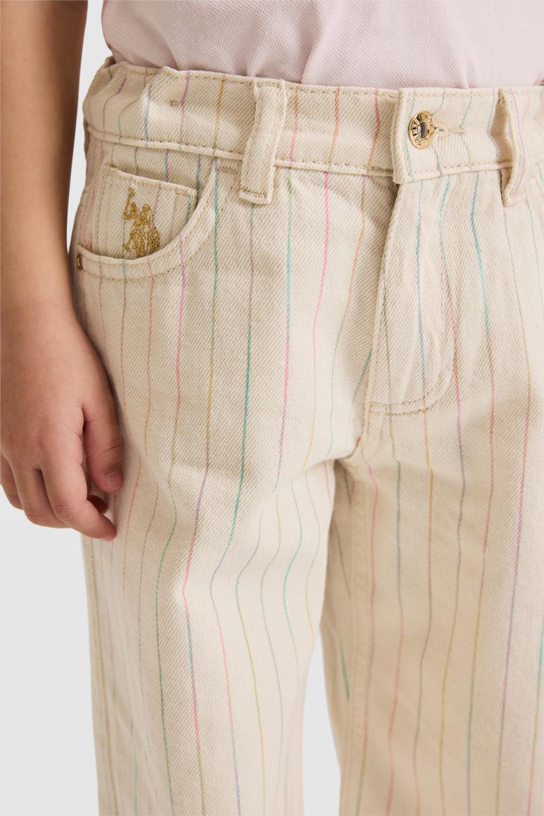 Kız Çocuk Ekru Jean Pantolon - 50321527009
