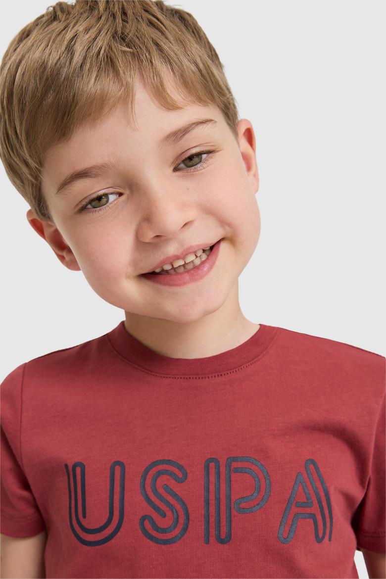 Erkek Çocuk Vişne Bisiklet Yaka Basic Tişört - 50325556092
