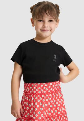 Kız Çocuk Siyah Basic Tişört - 50325610028