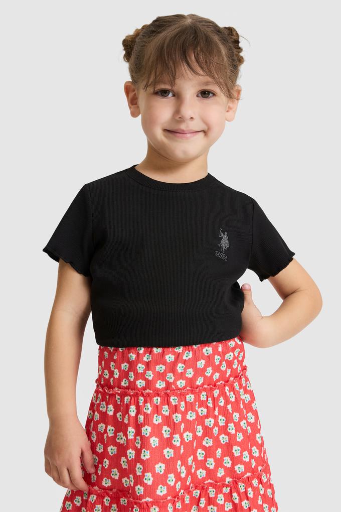 Kız Çocuk Siyah Basic Tişört