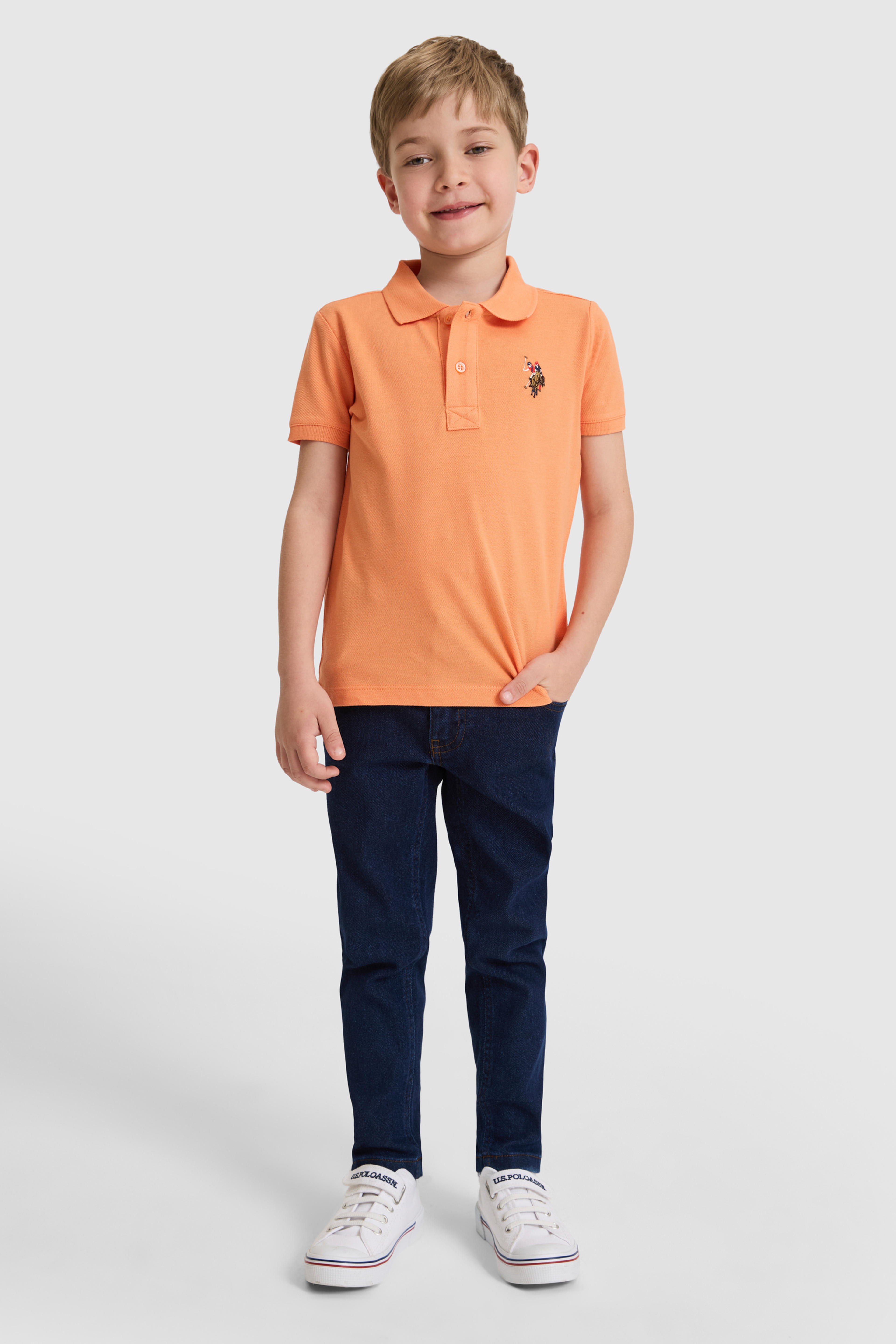 Erkek Çocuk Turuncu Polo Yaka Basic Tişört