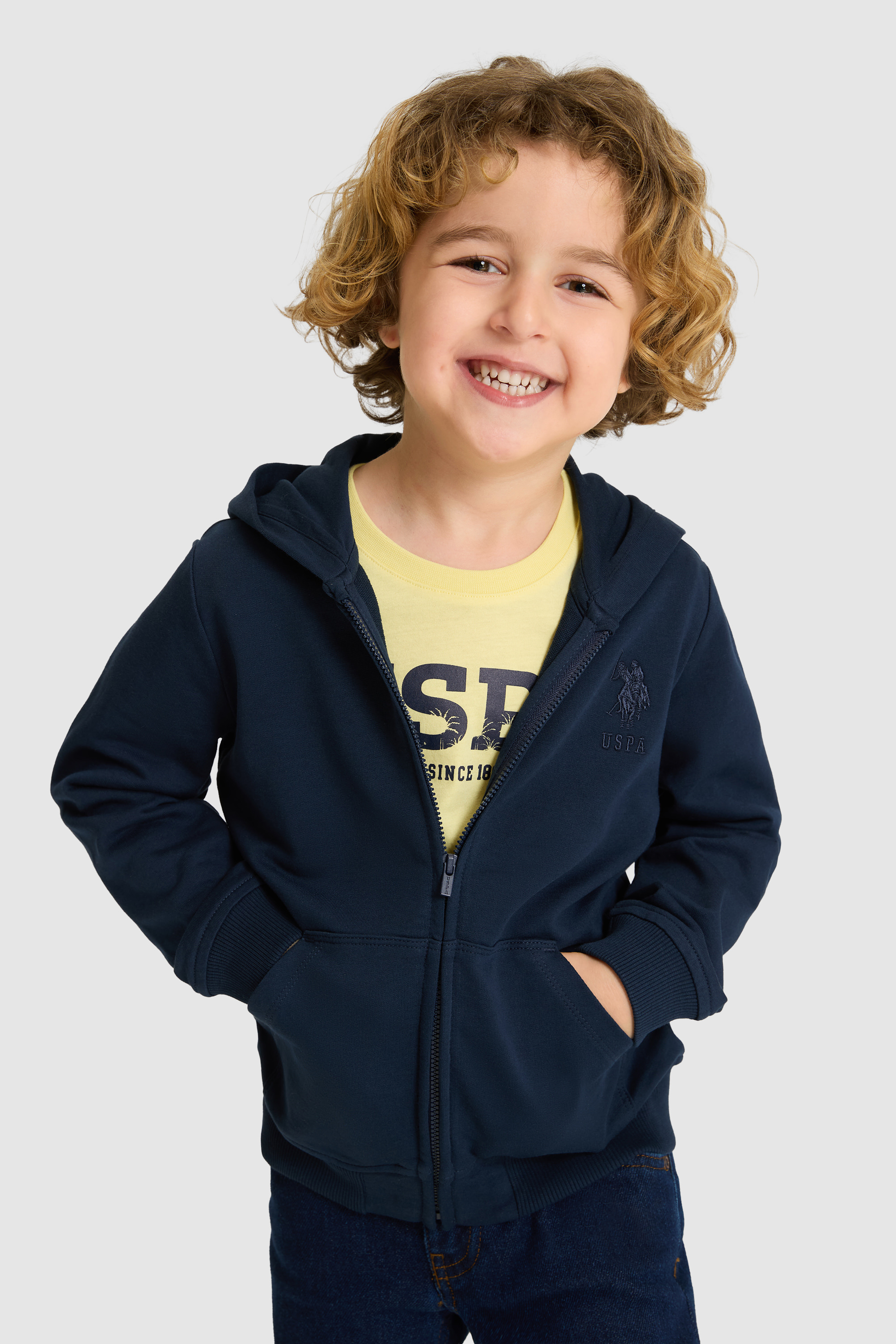 Erkek Çocuk Lacivert Kapüşonlu İnce Fermuarlı Basic Sweatshirt - 50320440020