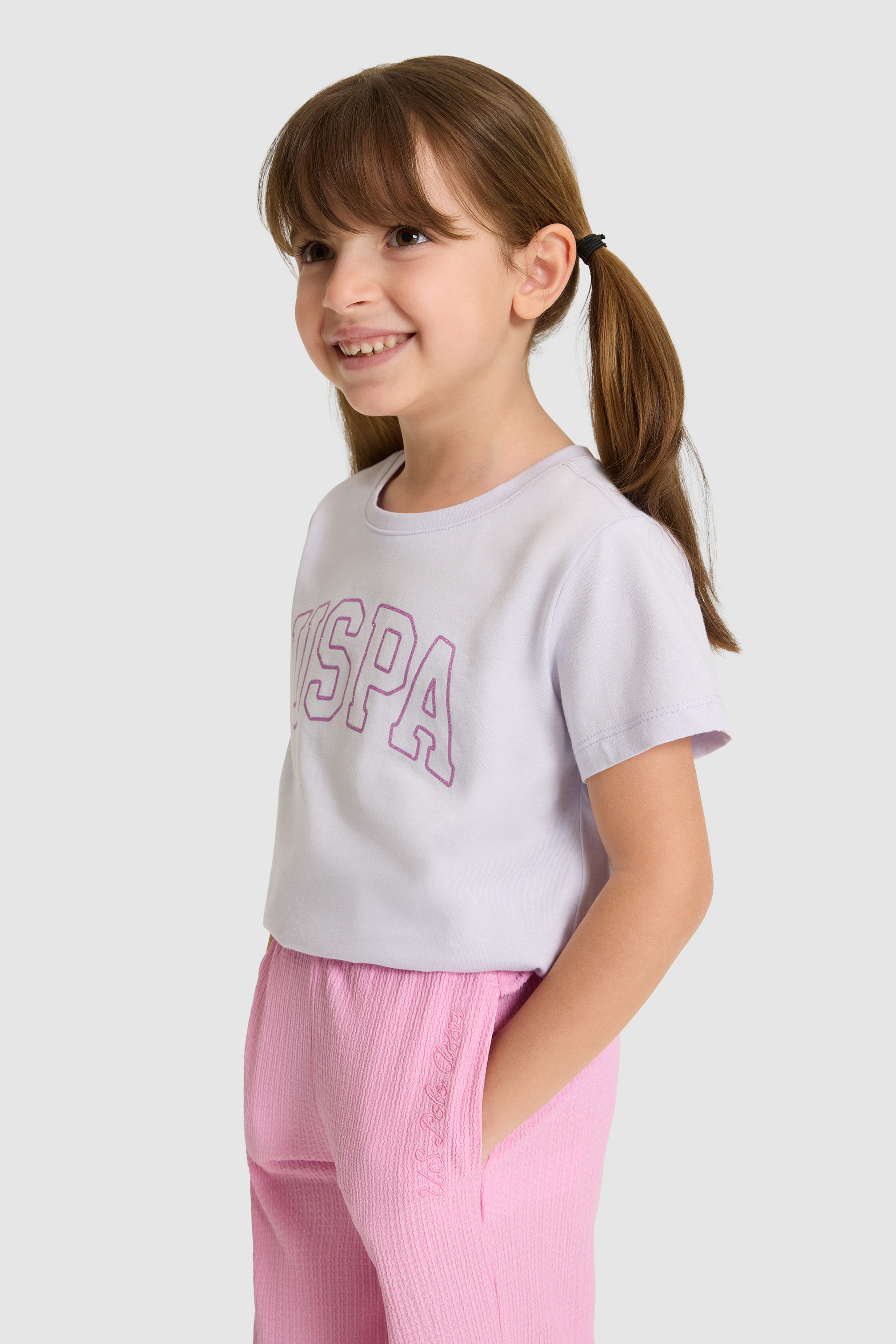 Kız Çocuk Lila Basic Tişört - 50325631046