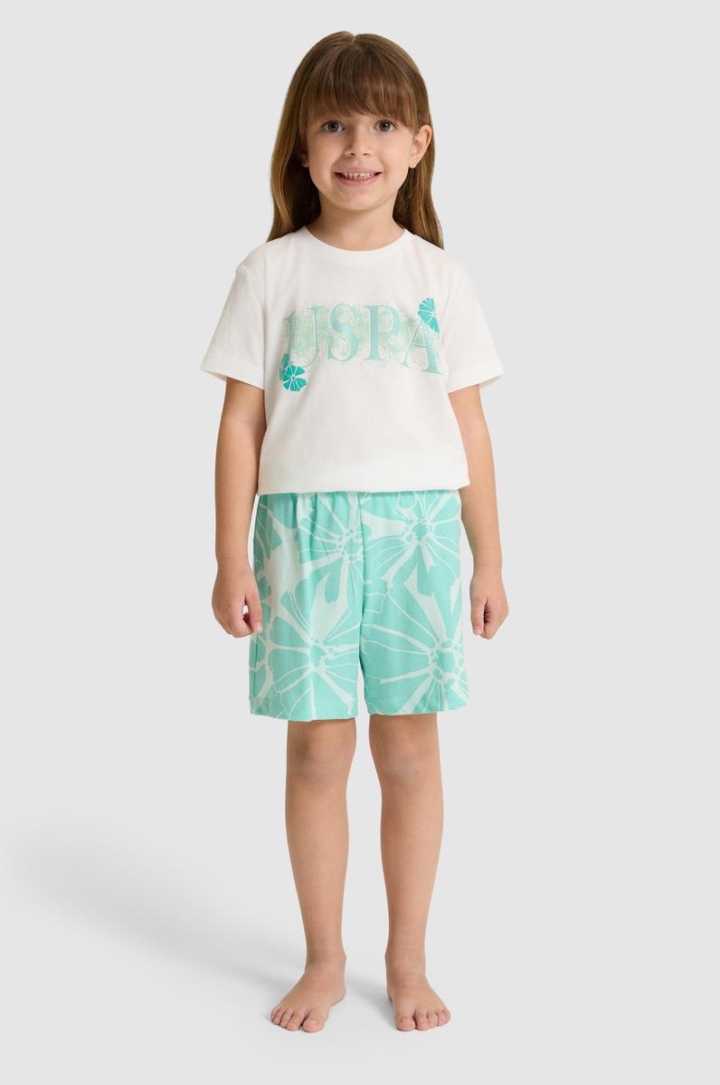 Kız Çocuk Beyaz Pijama Takımı