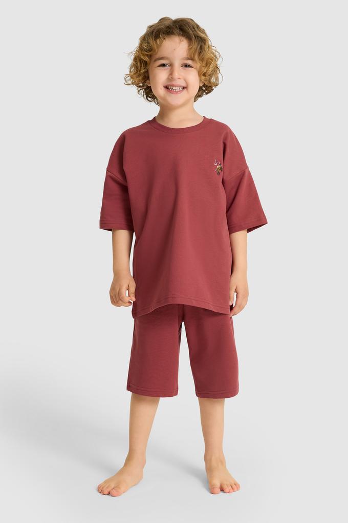 Erkek Çocuk Bordo Pijama Takımı