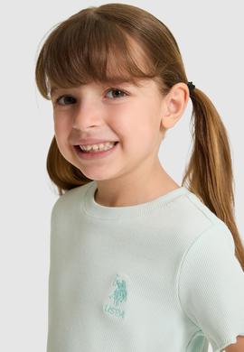Kız Çocuk Su Yeşili Basic Tişört - 50325610039
