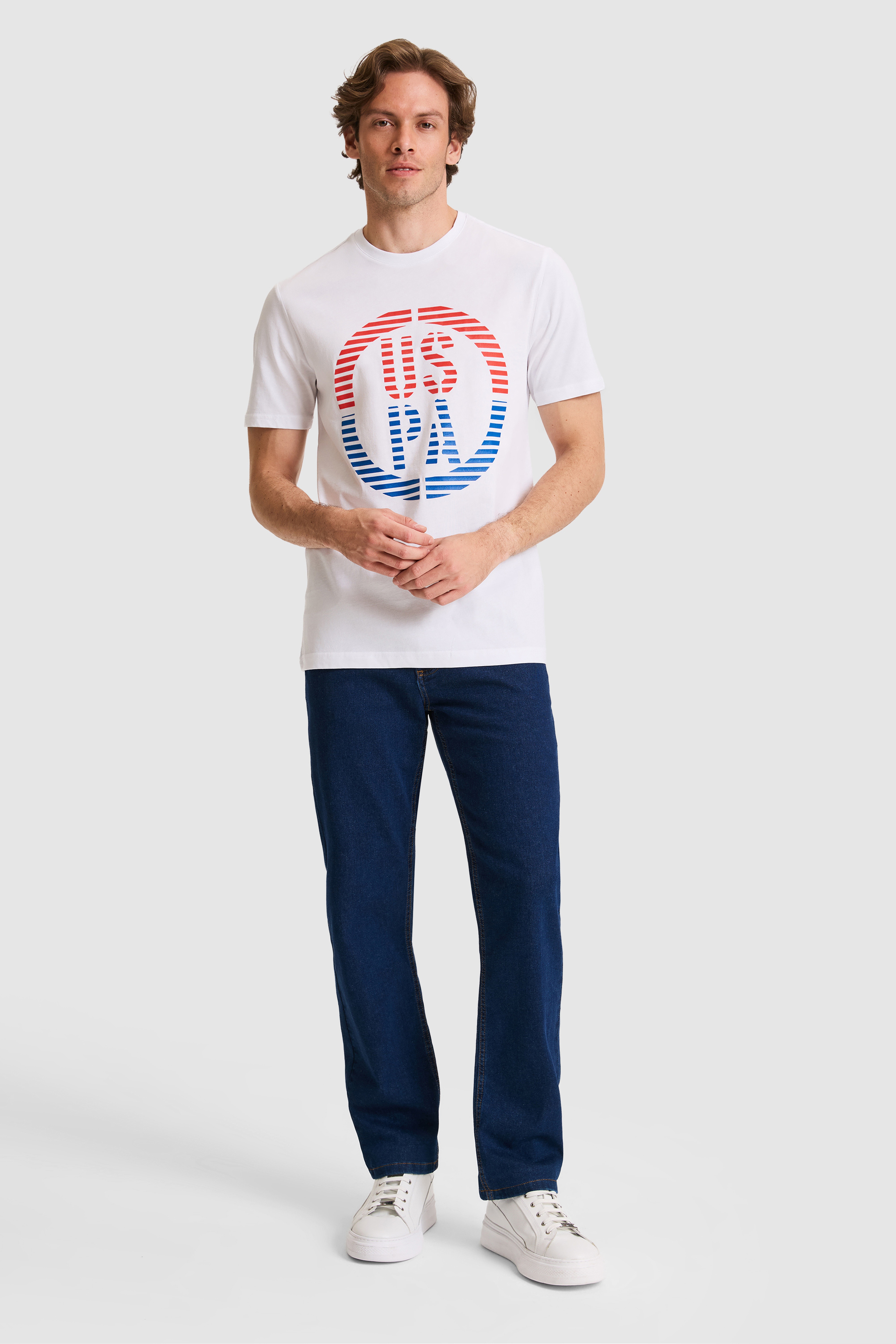 Erkek Regular Fit Bisiklet Yaka Beyaz Tişört - Image 4