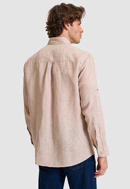 Erkek Regular Fit Taş Uzun Kollu Keten Gömlek - 50319065109