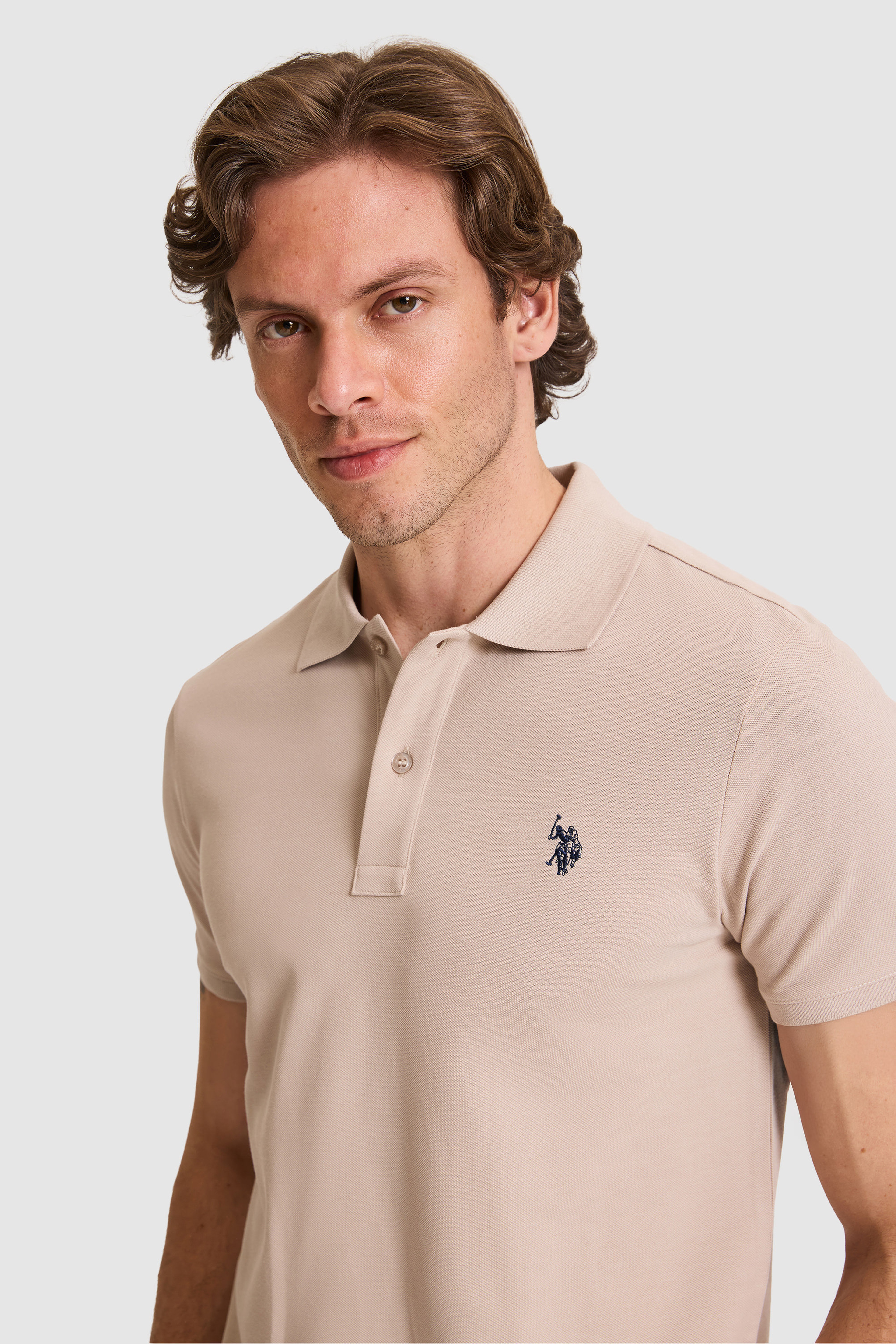 Erkek Slim Fit Polo Yaka Taş Basic Tişört - Image 2