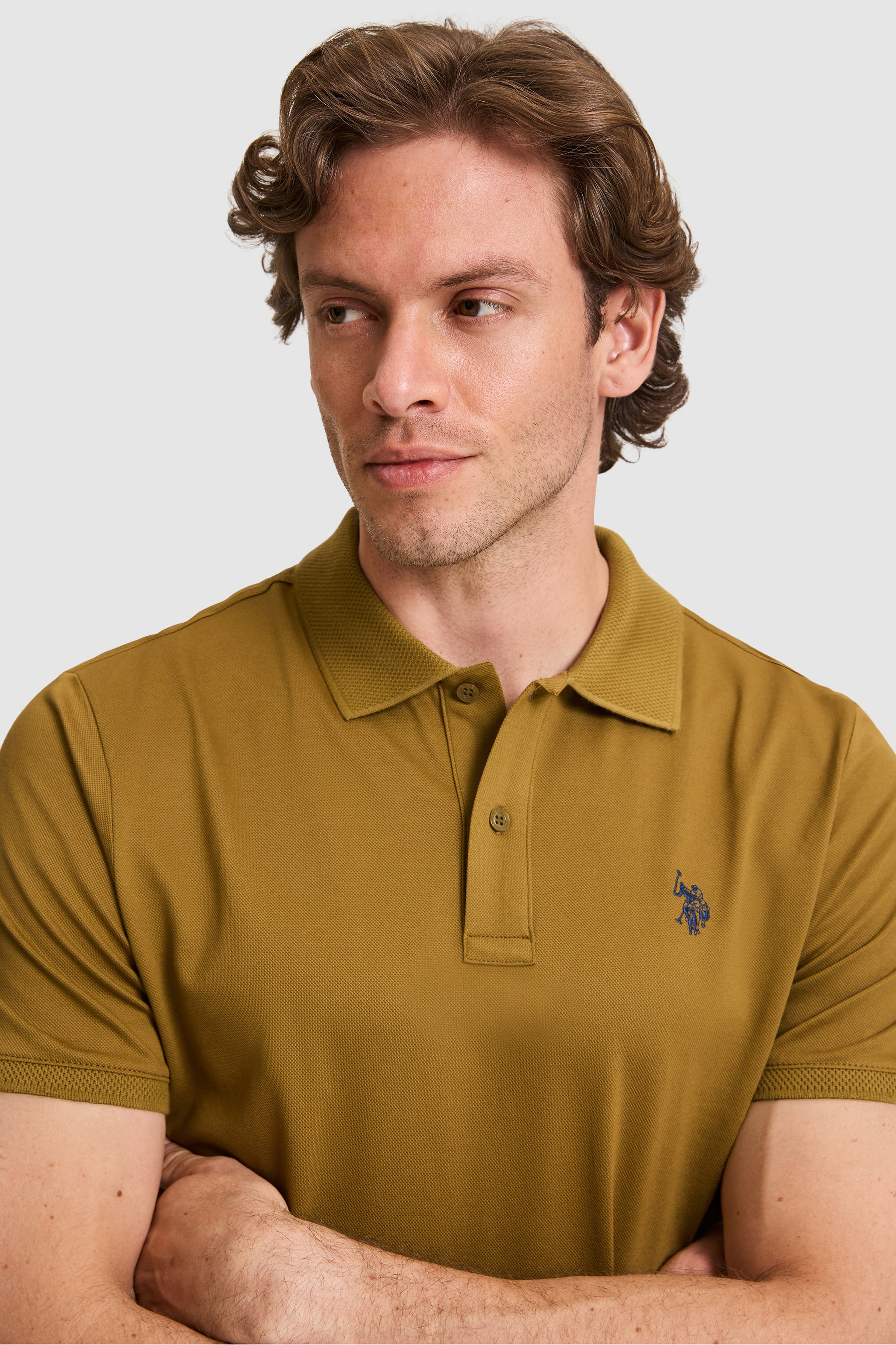 Erkek Yeşil Regular Fit Polo Yaka  Basic Tişört