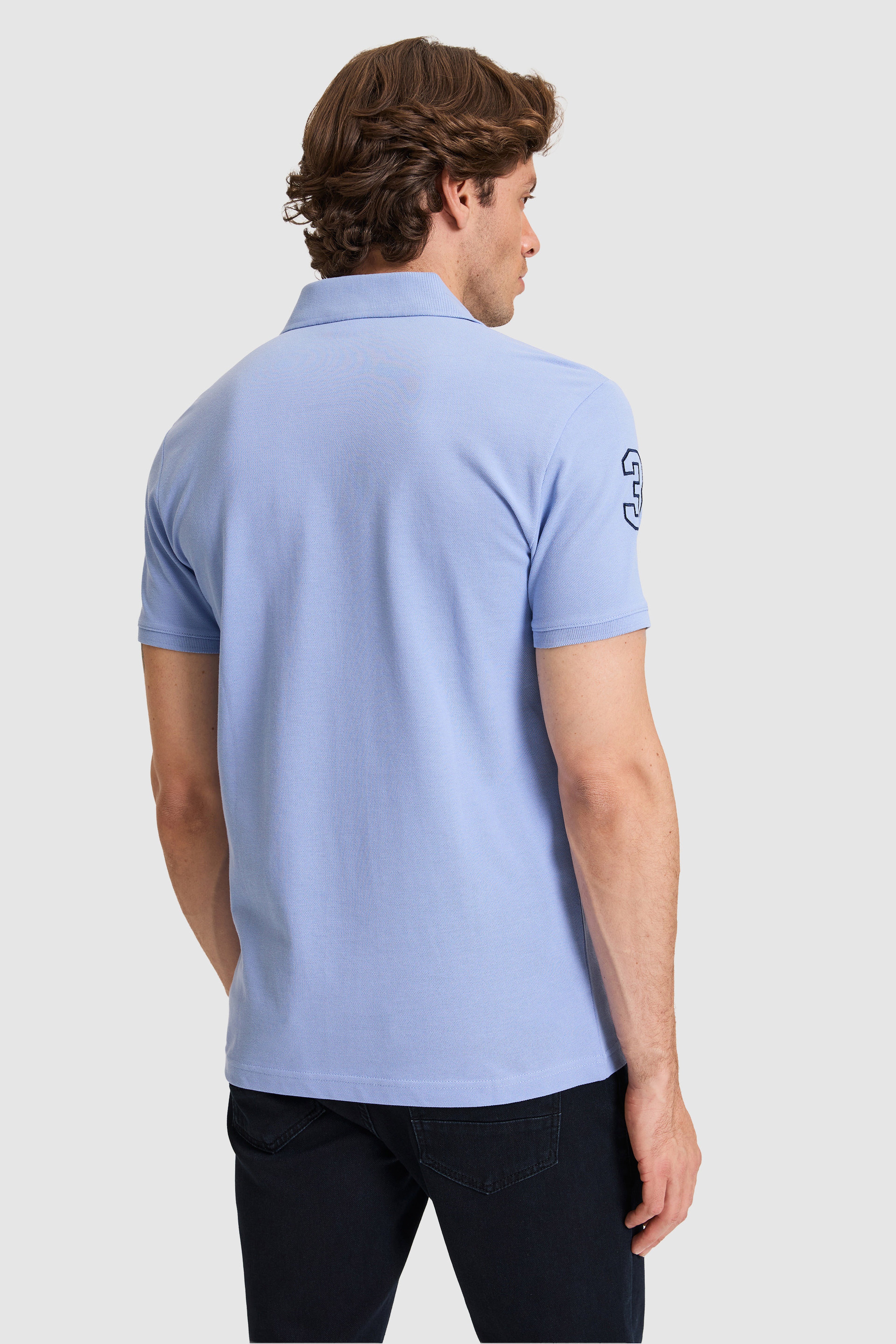 Erkek Slim Fit Polo Yaka Mor Basic Tişört