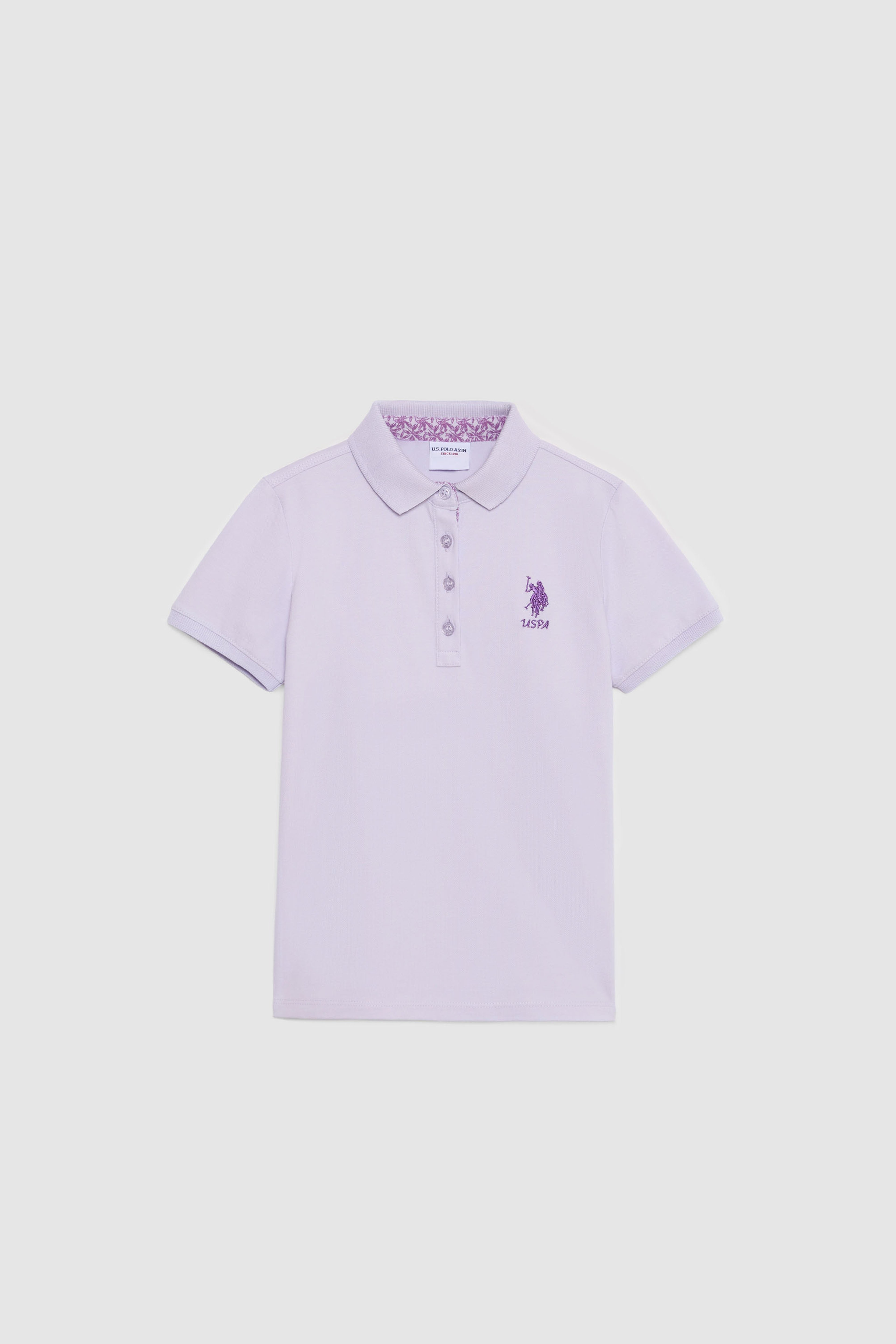 Kız Çocuk Lila Polo Yaka Basic Tişört