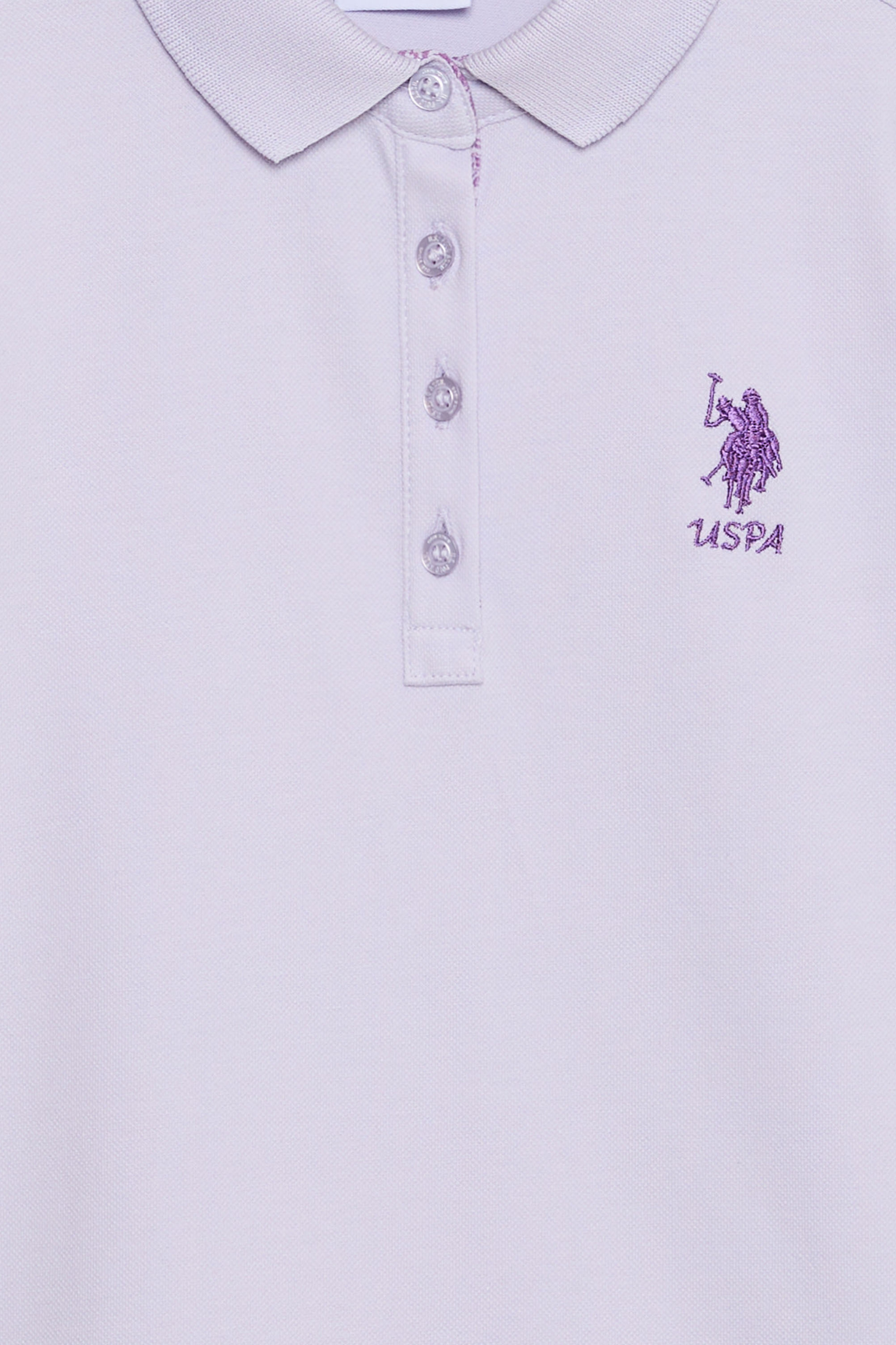 Kız Çocuk Lila Polo Yaka Basic Tişört - Image 3