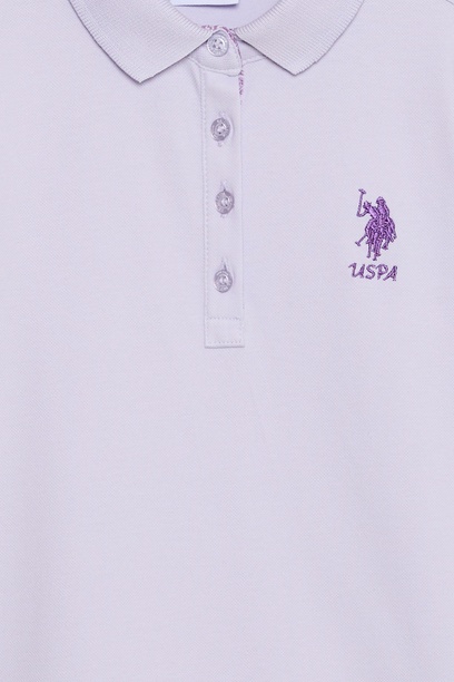 Kız Çocuk Lila Fit Polo Yaka Basic Tişört