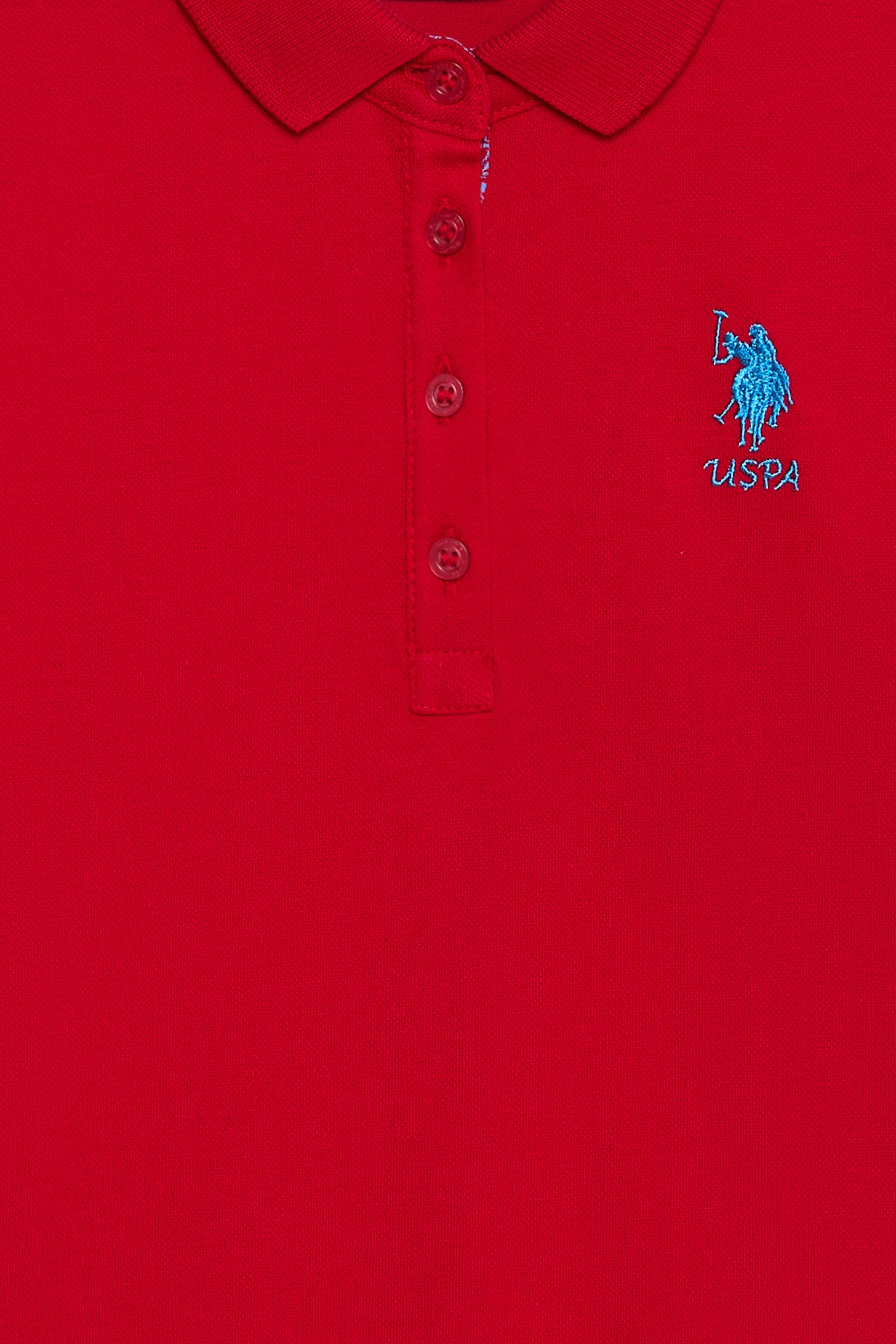 Kız Çocuk Kırmızı Polo Yaka Basic Tişört - Image 3
