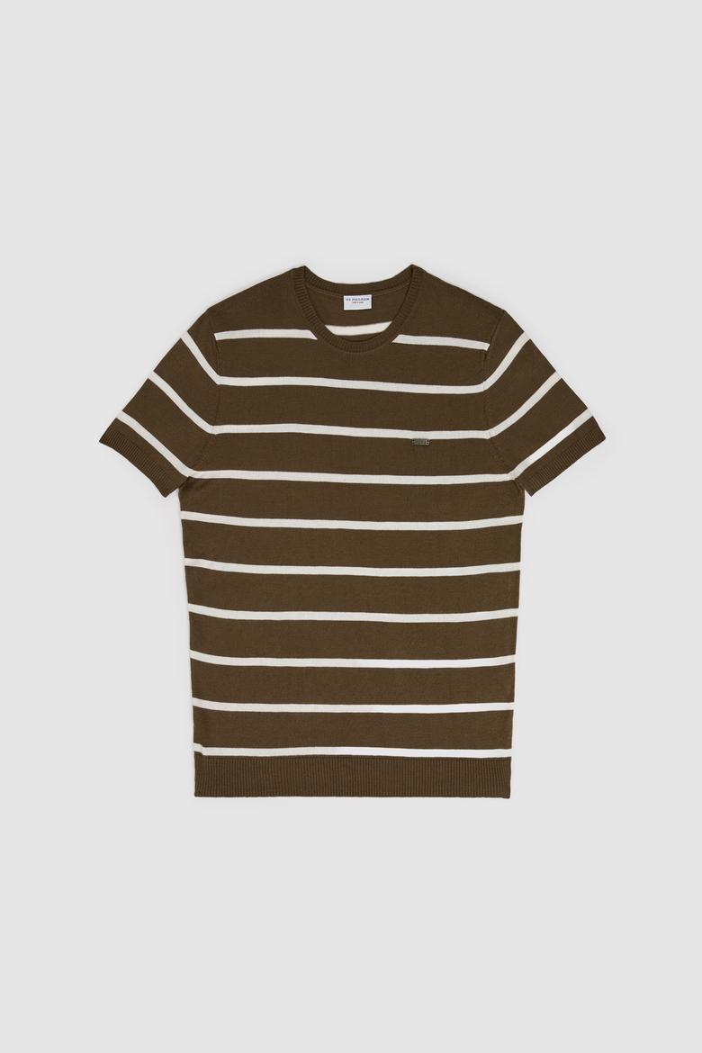 Erkek Regular Fit Bisiklet Yaka Koyu Haki Kazak - 50320045019