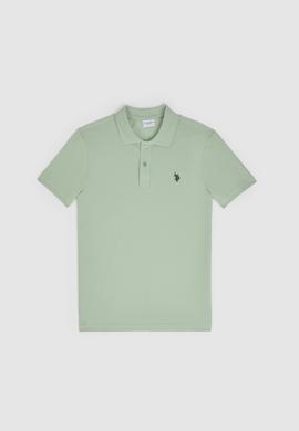 Erkek Slim Fit Polo Yaka Su Yeşili Basic Tişört - 50322347324