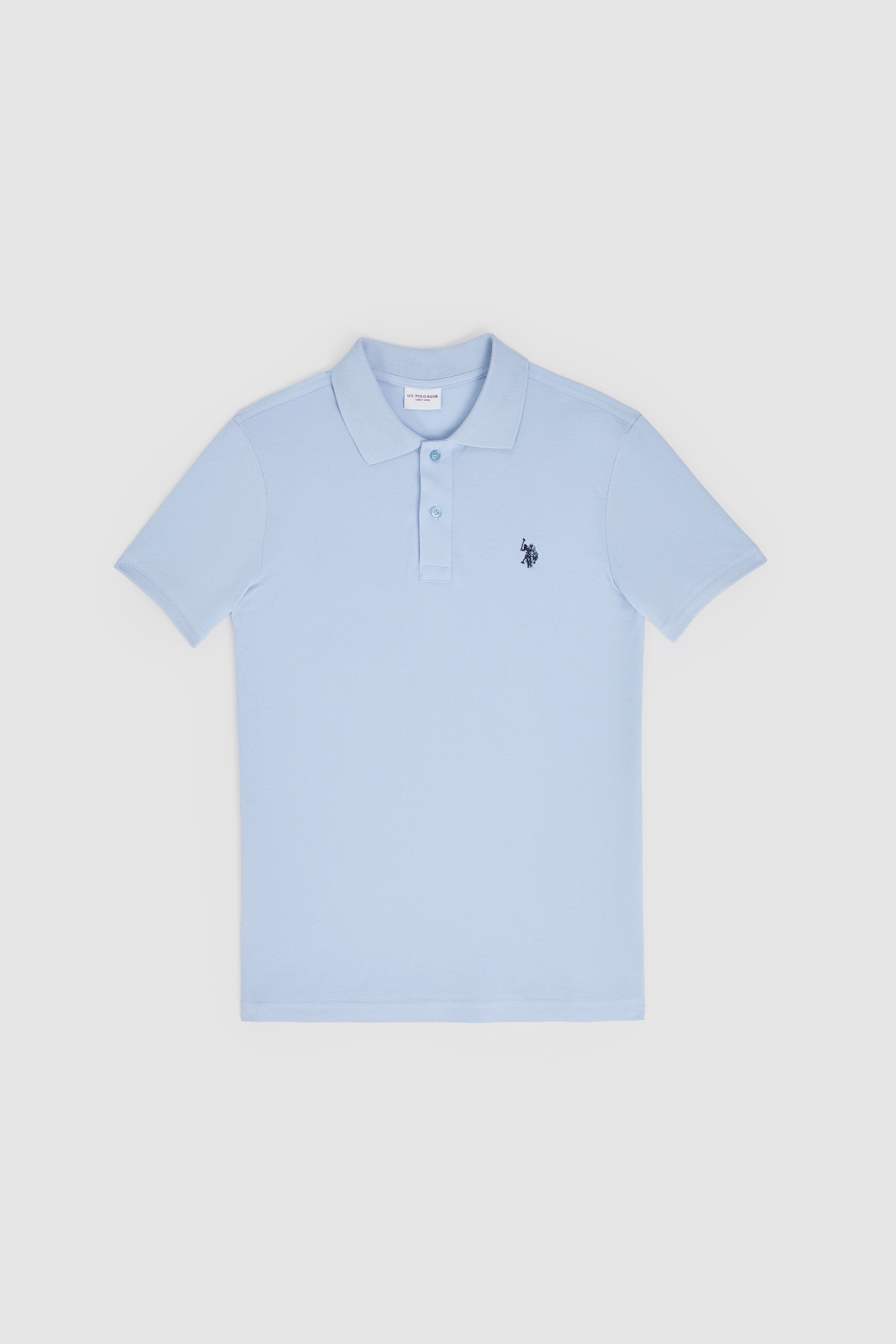 Erkek Slim Fit  Polo Yaka Açık Mavi Basic Tişört