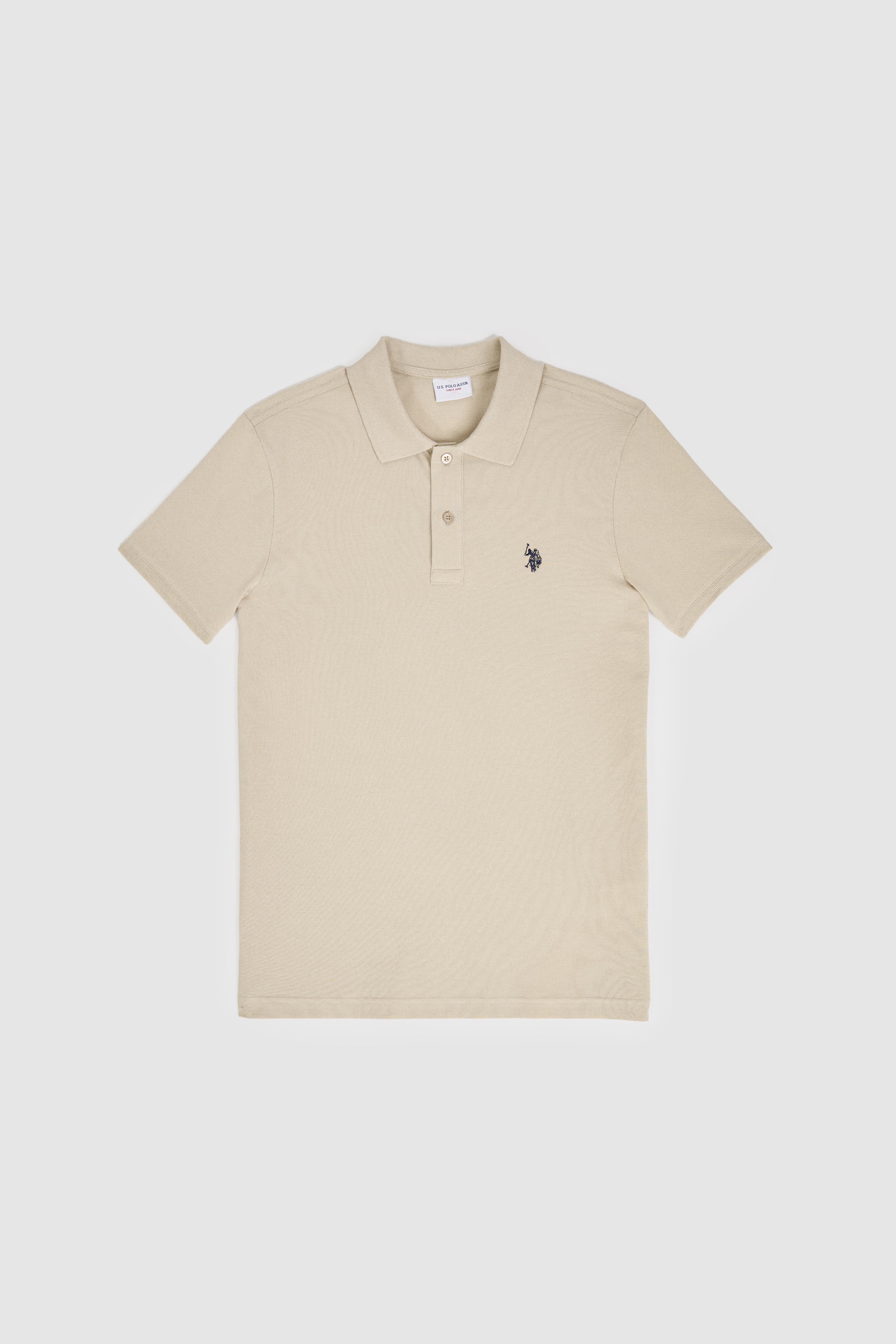 Erkek Slim Fit Polo Yaka Açık Haki Basic Tişört - Image 6