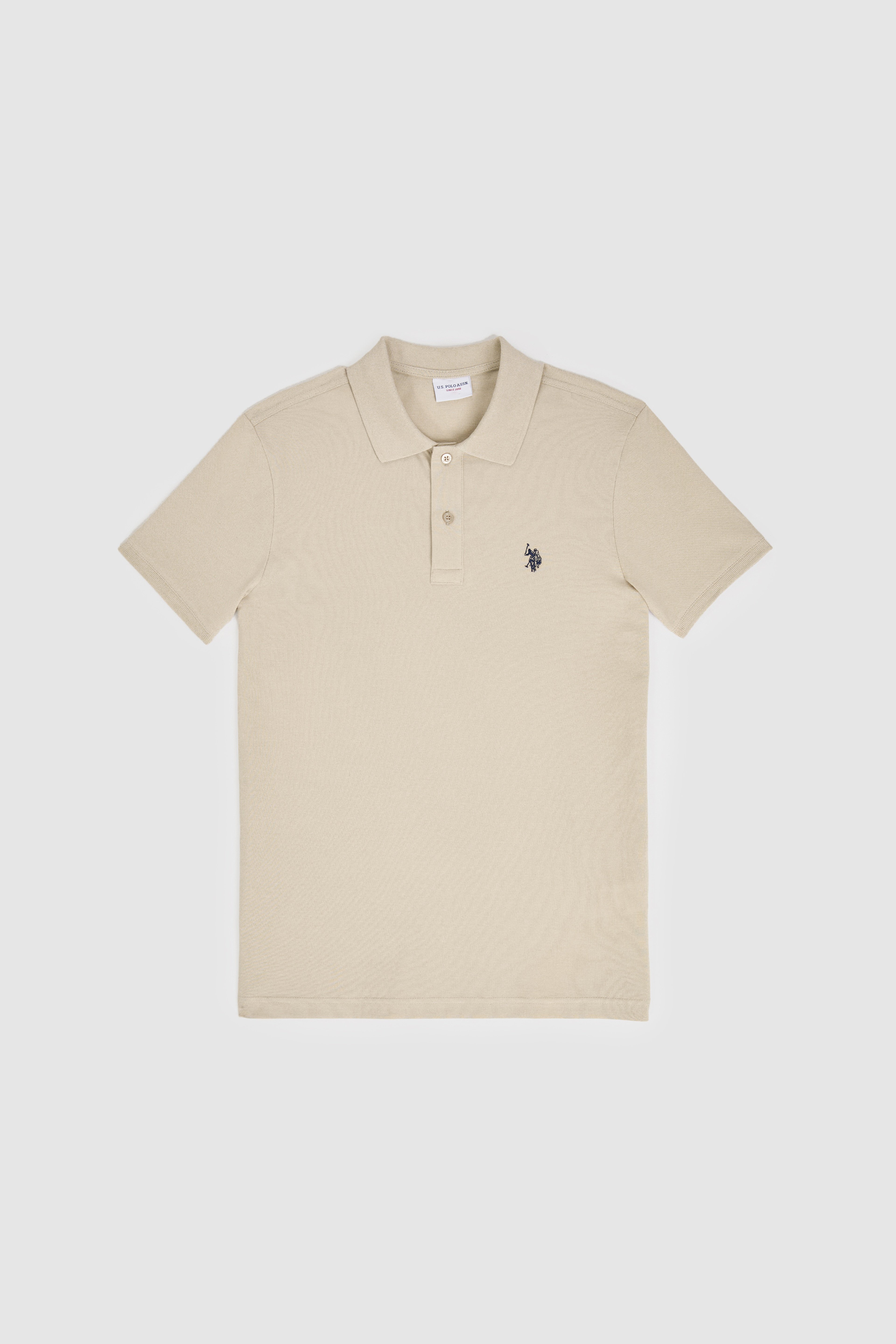 Erkek Slim Fit Polo Yaka Açık Haki Basic Tişört