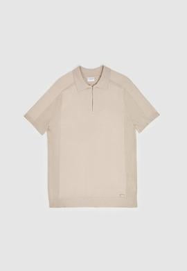 Erkek Taş Slim Fit Polo Yaka Yarım Fermuarlı Tişört - 50324302005